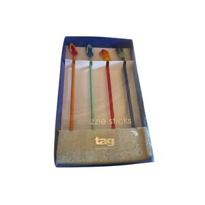 Glass Swizzle Sticks Set Of 4 With Flip Flop Design In Box By Tag